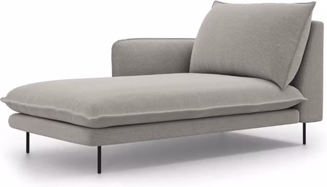 Chaise longue sinistra Vienna di Cosmopolitan Design in tessuto grigio chiaro con struttura in metallo e cuscini inclusi L/P/H: 130 x 95 x 95 cm