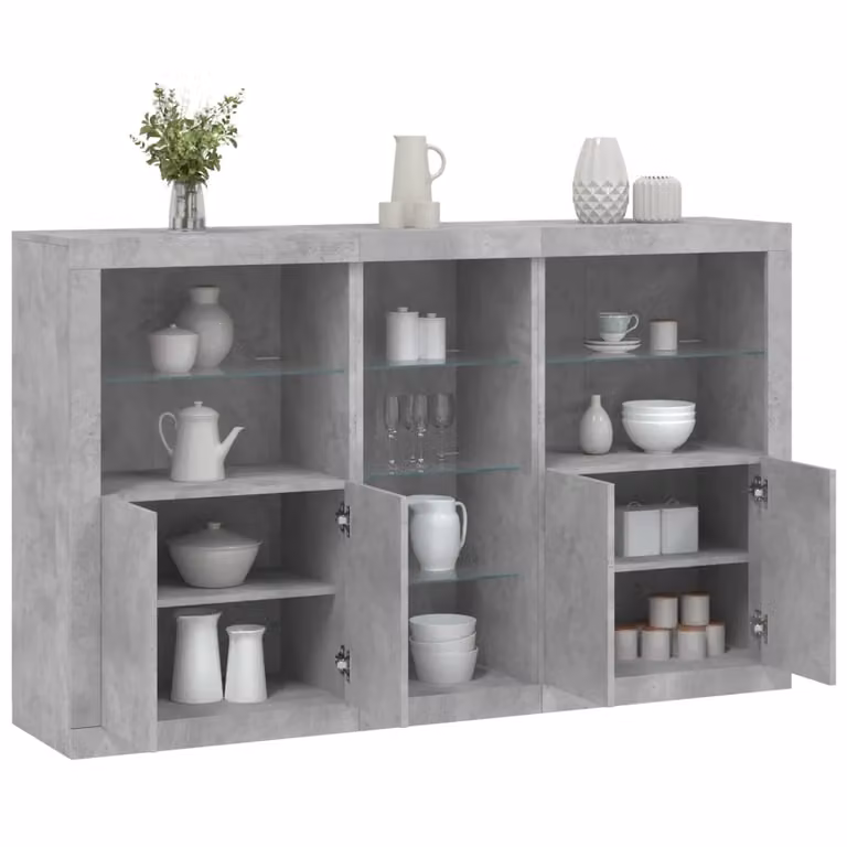 Credenza moderna vidaXL con luci LED integrate in grigio, L 162 x P 37 x H 100 cm