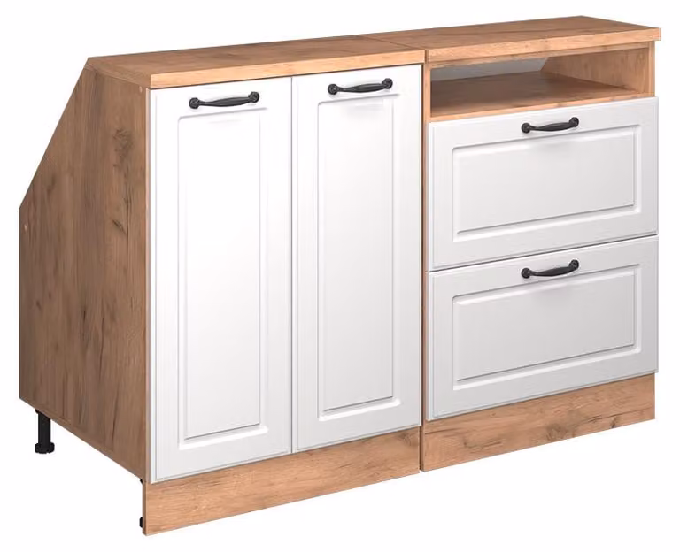 Mobile cucina sottotetto Vicco R-Line Bianco rustico 120 cm Set di 2 carcasse armadio profondità 60 cm, Model 59978