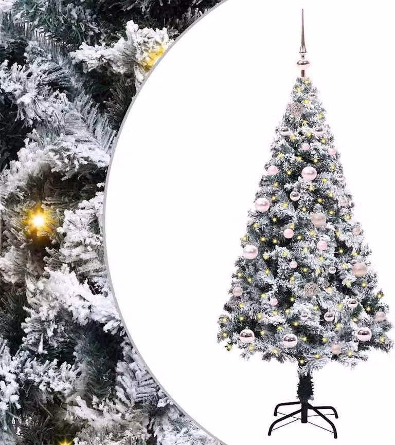Albero di Natale artificiale con 150 LED con supporto bianco 150 cm