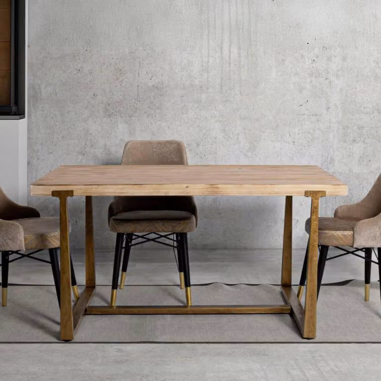 Dmora Tavolo Fisso Kazimir 90x150x78h cm oro, 8 Posti Forma Rettangolare