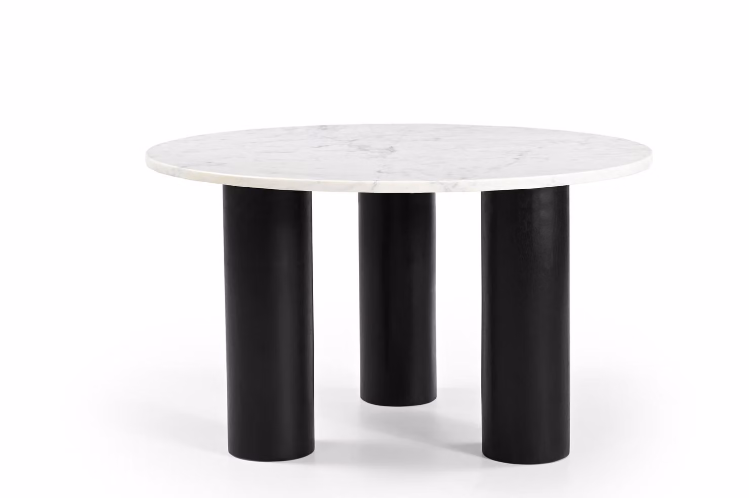 Marmoholz - Tavolino rotondo Noto Ø70 cm x H40 cm in marmo bianco naturale e legno massiccio di mango nero - tavolo in stile moderno