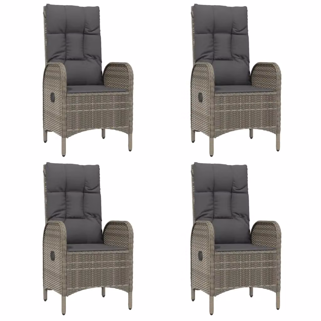 Set da pranzo da giardino Outsunny in polyrattan con tavolo in vetro e 5 sedie con cuscini grigi – 2
