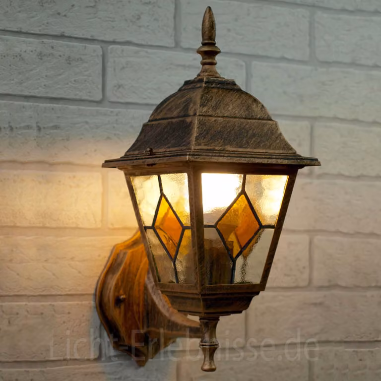 Rabalux 8182 Applique da esterno Monaco, E27, multicolore oro, rotonda, classica, IP43, ø200mm