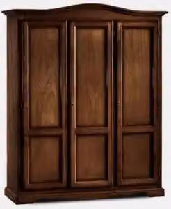 Armadio KIVIO in legno stile rustico con 3 ante battenti, colore marrone, L: 158 cm, P: 55 cm, H: 197 cm