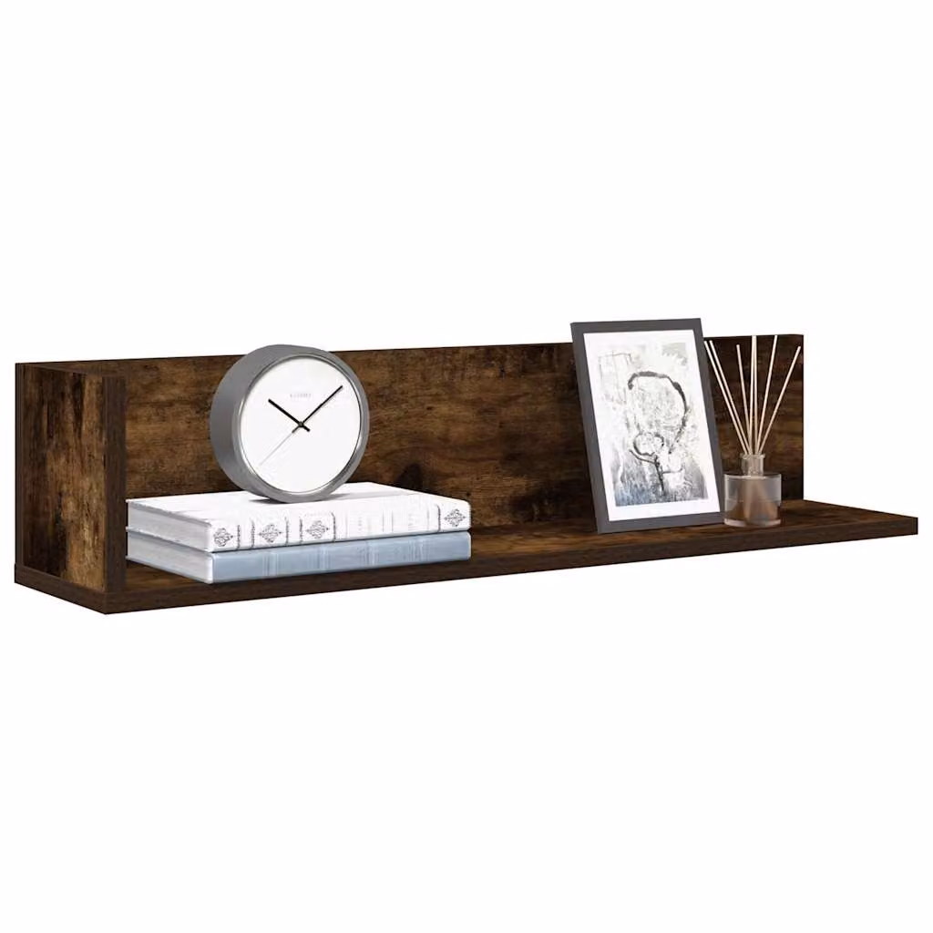 Set di 2 mensole da parete vidaXL in MDF color rovere fumo, L 75 cm x P 16,5 cm x H 16,5 cm