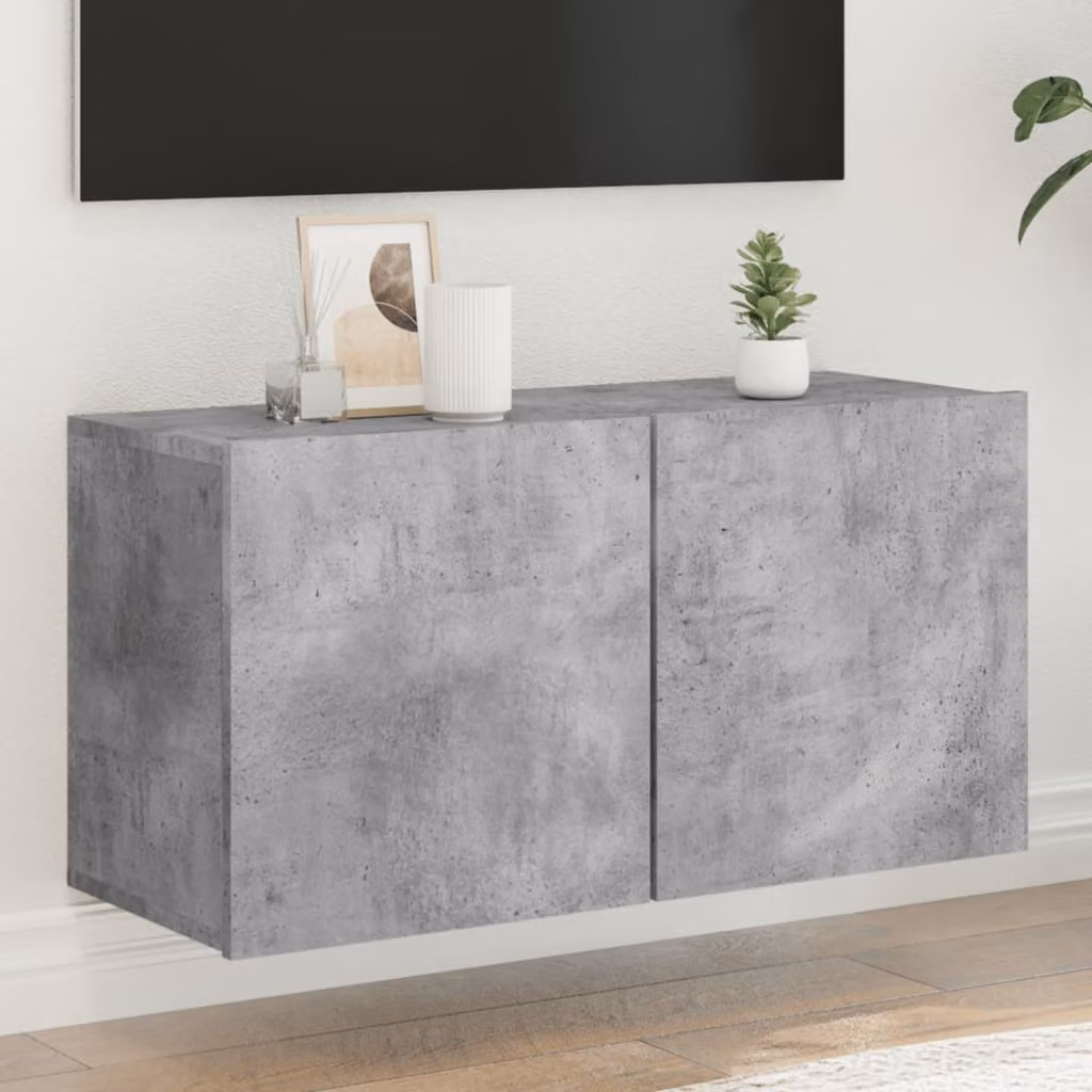 Mobile TV a parete vidaXL moderno in MDF Grigio con scomparti multimediali L: 80 cm, P: 30 cm, H: 41 cm