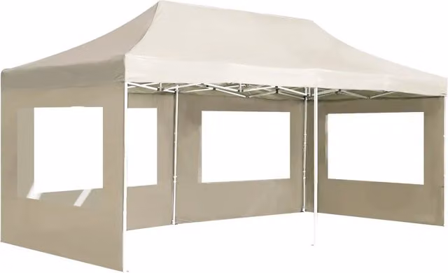 Gazebo | Pergolato Professionale Pieghevole Alluminio con Pareti 6x3m Crema