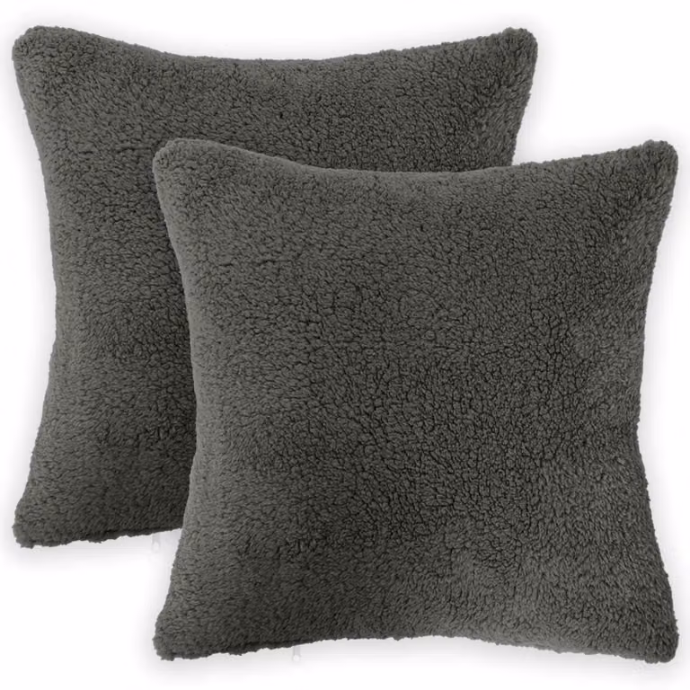 Set di 2 federe vidaXL HEERLEN Grigio, tessuto bouclé, L 35 x P 35 cm