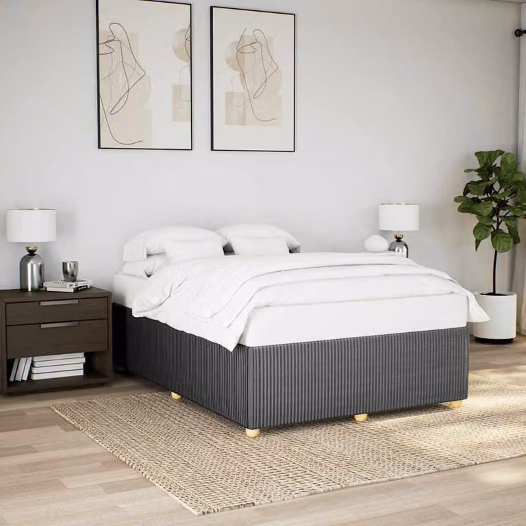 vidaXL Giroletto senza Materasso in Tessuto Grigio con Listelli in Legno L: 160 cm, P: 200 cm