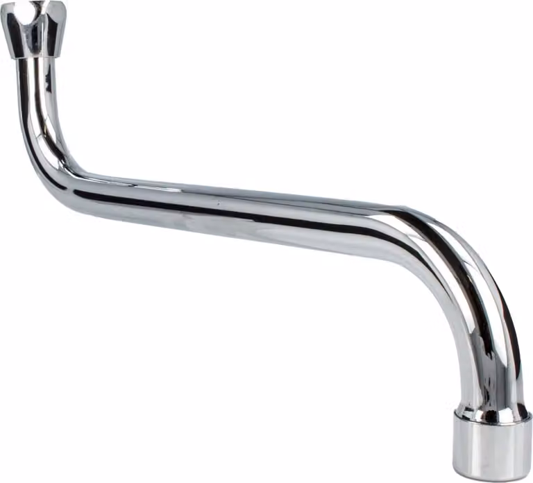 bocca tecuro S per rubinetti a parete 3/4 di pollice a tenuta piatta, lunghezza 250 mm, ottone cromato