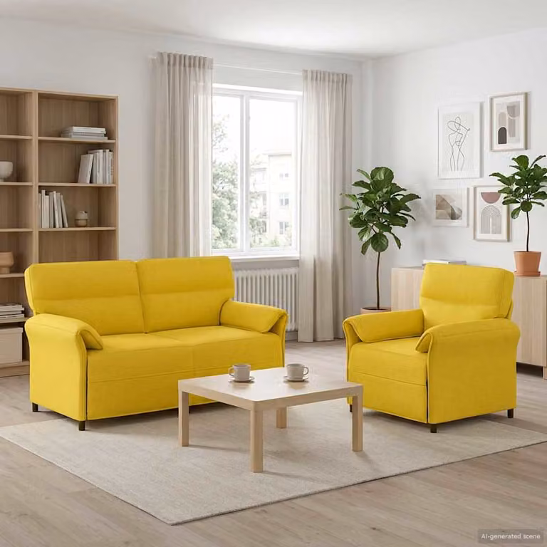 Set di 2 divani moderni vidaXL in tessuto giallo con struttura in metallo per il tuo soggiorno