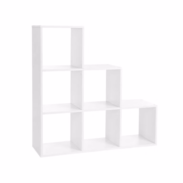 Scaffale a 6 Cubi a Forma di Scala, bianco