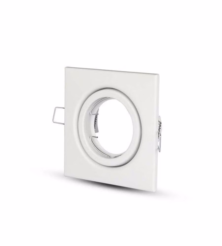 Portafaretto LED da Incasso Quadrato GU10 e GU5.3 (MR16) Colore Bianco Orientabile
