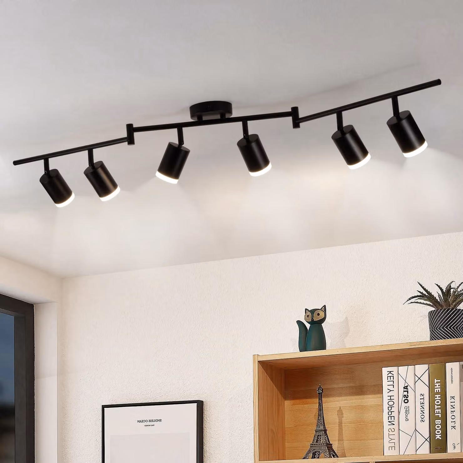 Gr4tec Faretto da soffitto a LED a 6 luci con base GU10, lampada da soffitto a barra, nero, moderno