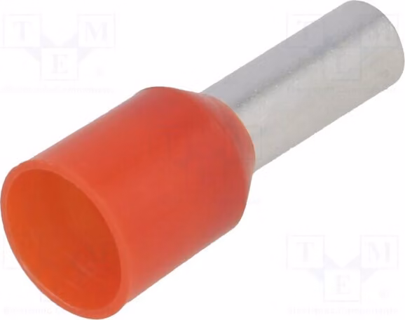 10 connettori a crimpare in rame, isolati, sezione 10 mm², lunghezza 12 mm, modello TUL-RI-10012, tipo "bootlace"