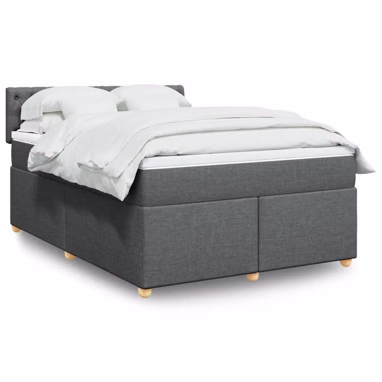 vidaXL Giroletto a Molle con Materasso Ibrido in Tessuto Grigio e Bianco L/P/H: 190 x 140 x 100,5 cm