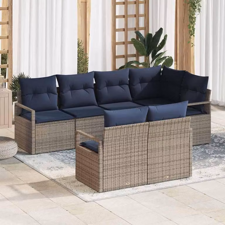 Maison Exclusive - Set di divani componibili, 7 pezzi, grigio [Materiale sintetico]: rattan sintetico
