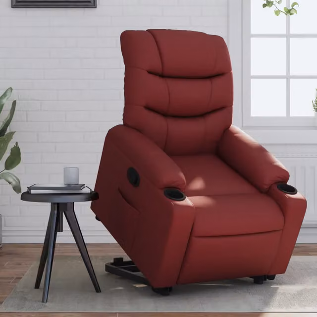 Poltrona Alzapersona Reclinabile vidaXL in Similpelle Rossa con Assistenza Elettrica per Senior