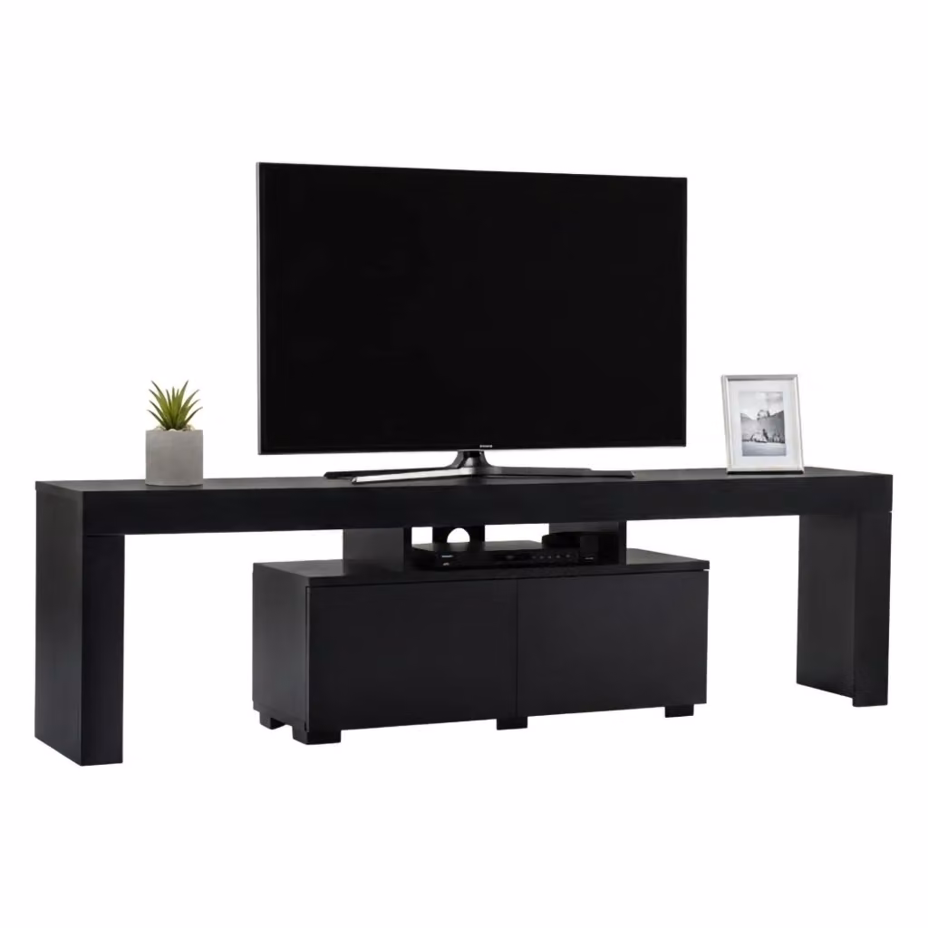 Mobile porta TV Andarna DMORA, Credenza da soggiorno moderna in MDF nero opaco, L 180 x P 31,3 x H 50 cm – 2