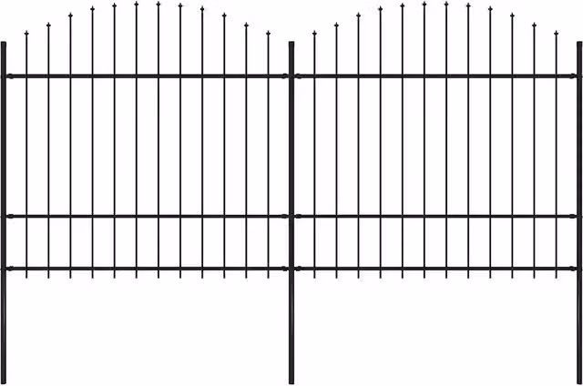 Recinzione da giardino con punta a lancia in acciaio VIDAXL nero L: 337 cm, H: 175 cm