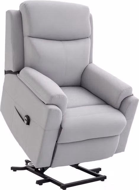 Poltrona relax elettrica alzapersona con telecomando ¨C Xylo ¨C tessuto grigio chiaro con tasche laterali