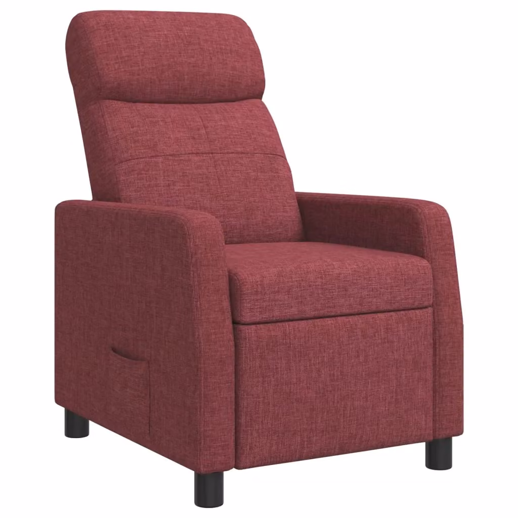 Poltrona reclinabile relax in tessuto rosso con braccioli e struttura moderna per soggiorno o ufficio – 2