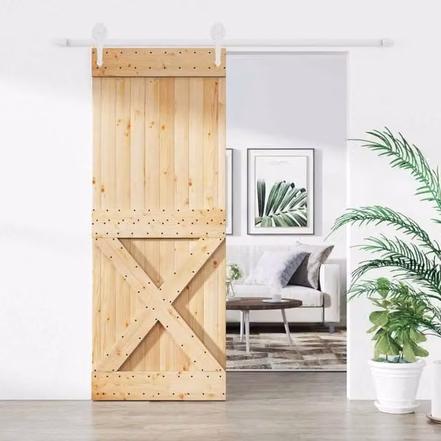 Porta scorrevole minimalist vidaXL in legno e acciaio, colori bianco e beige, H: 210 cm, L: 200 cm