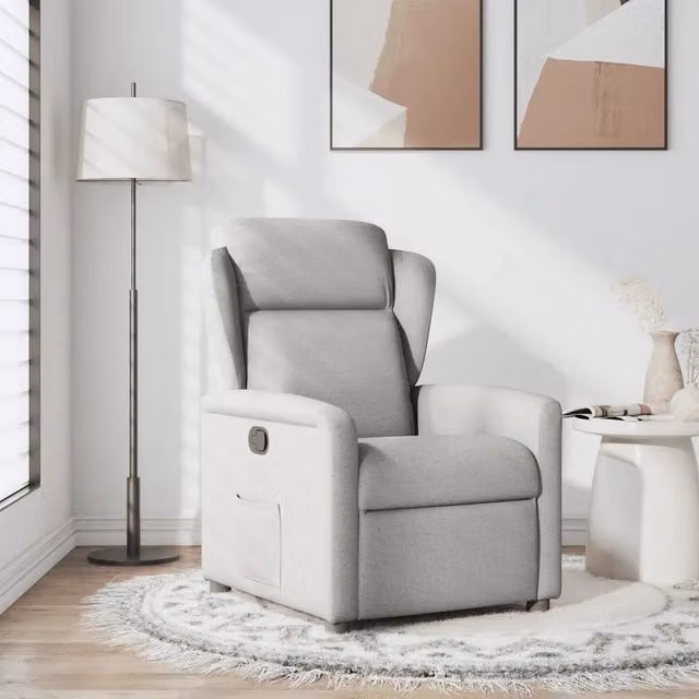Poltrona Reclinabile Relax vidaXL in Tessuto Grigio con Braccioli e Reclinazione Manuale – 1