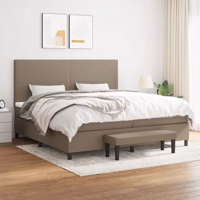 Letto Ibrido con Giroletto a Molle e Materasso vidaXL in Tessuto Beige e Bianco L/P/H: 200 x 200 x 31 cm – 1