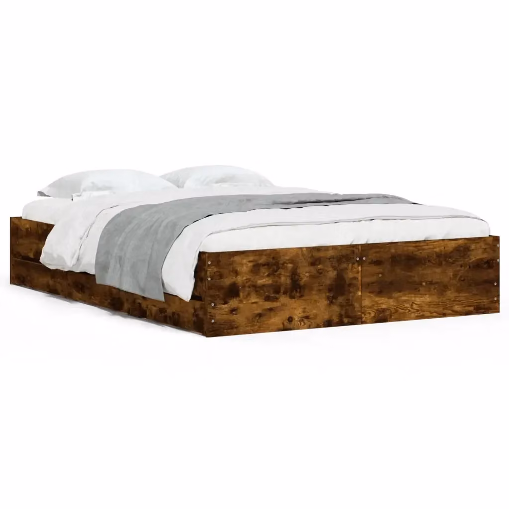 vidaXL Giroletto Moderno con Cassetti in Legno Rovere Marrone L: 120 cm, P: 200 cm, H: 33 cm – 2