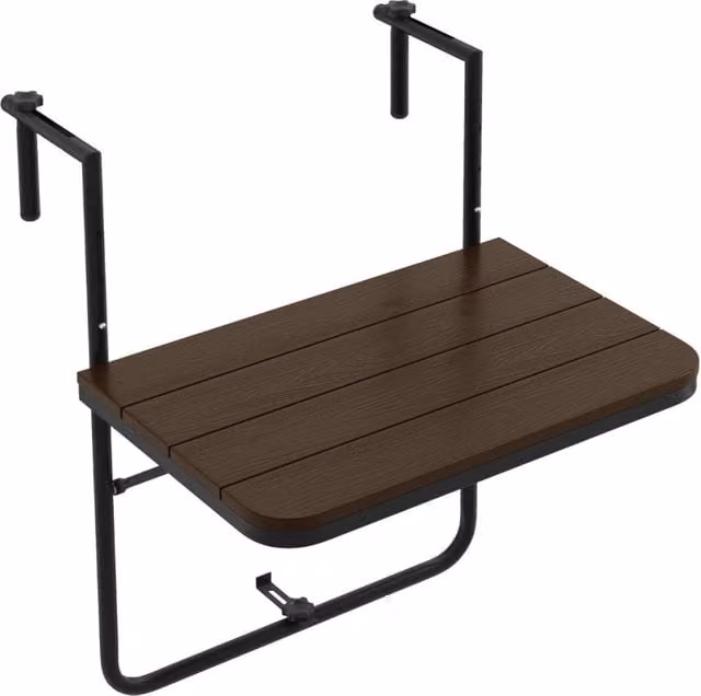 Tavolo pieghevole per ringhiera Design Mania colore marrone con altezza regolabile per balcone e giardino – 1