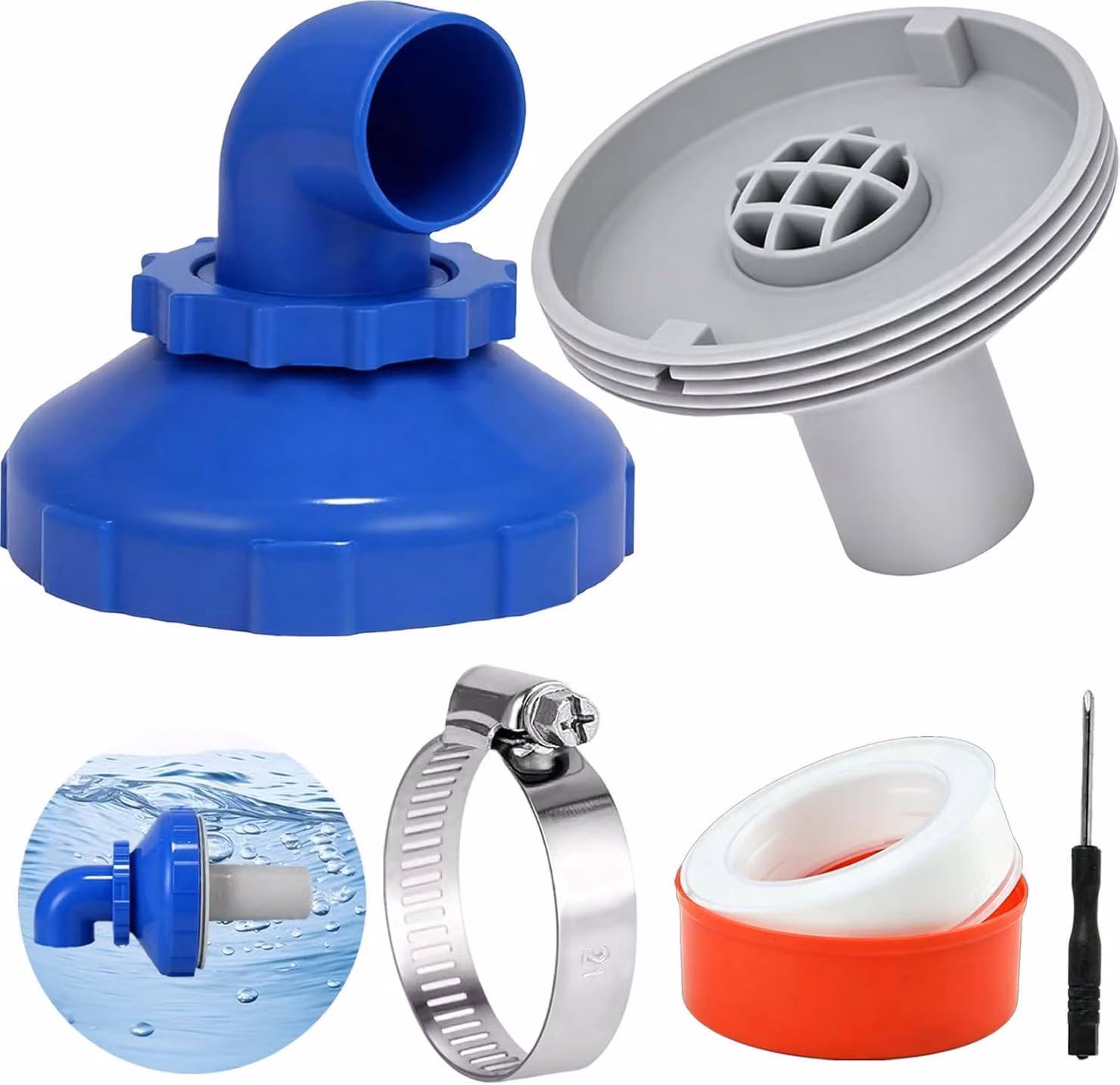 Set di irrigatori per piscina, rotazione a 360°, bocchetta di aspirazione da 32 mm/38 mm, accessori per piscine con struttura in acciaio