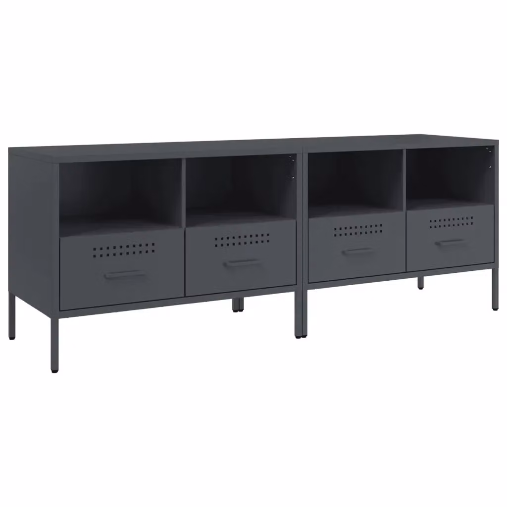 Set di 2 mobili TV vidaXL in stile industrial in acciaio color antracite L: 68 cm, P: 39 cm, H: 50,5 cm – 2