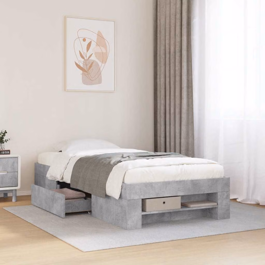 Giroletto vidaXL in legno multistrato grigio con cassetti, L/P/H: 200 x 100 x 33 cm