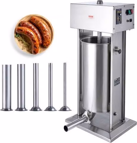 Insaccatrice Elettrica Verticale Vevor in Acciaio Inox Color Argento, Capacità 25 Litri, Motore 400 W con Controllo di Velocità per Uso Domestico e Commerciale