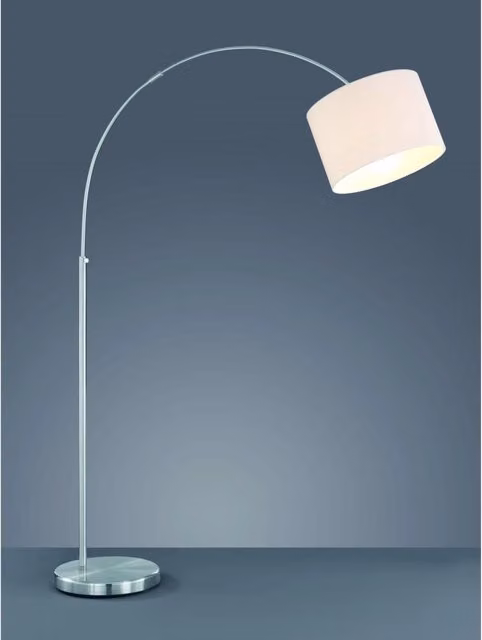 Piantana ad Arco Hotel 1xE27 Nichel Paralume Tessuto Bianco Trio Lighting