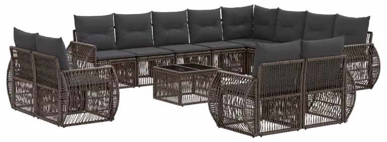 Set Divano da Giardino 13 pcs Grigio e Grigio Scuro polyrattan