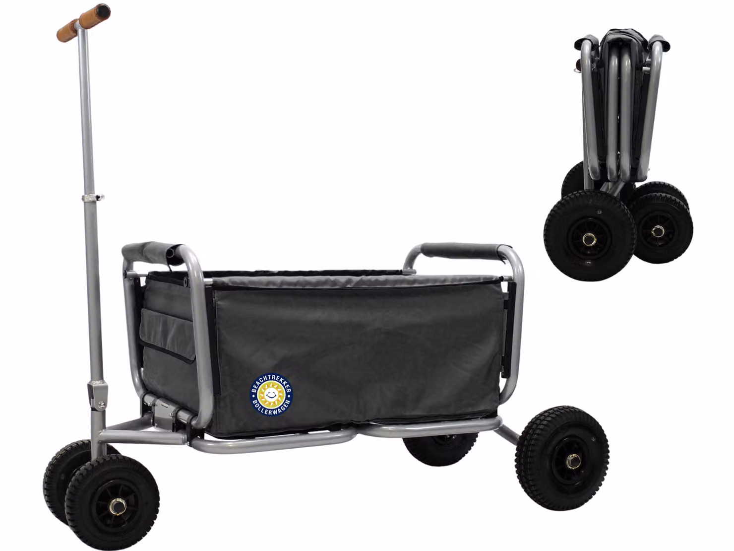 Beachtrekker carrello pieghevole Life con freno di stazionamento integrato nero e pneumatici in PU