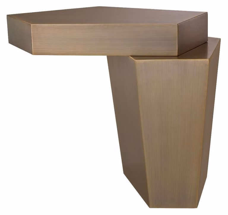 Tavolino di design Casa Padrino colori ottone 72 x 50 x h. 60 cm - tavolino da salotto in metallo con superficie in ottone spazzolato e riempimento in cemento - qualità