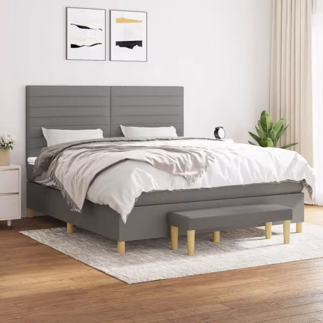 Giroletto a Molle con Materasso Grigio Scuro 180x200 cm Tessuto 3137254