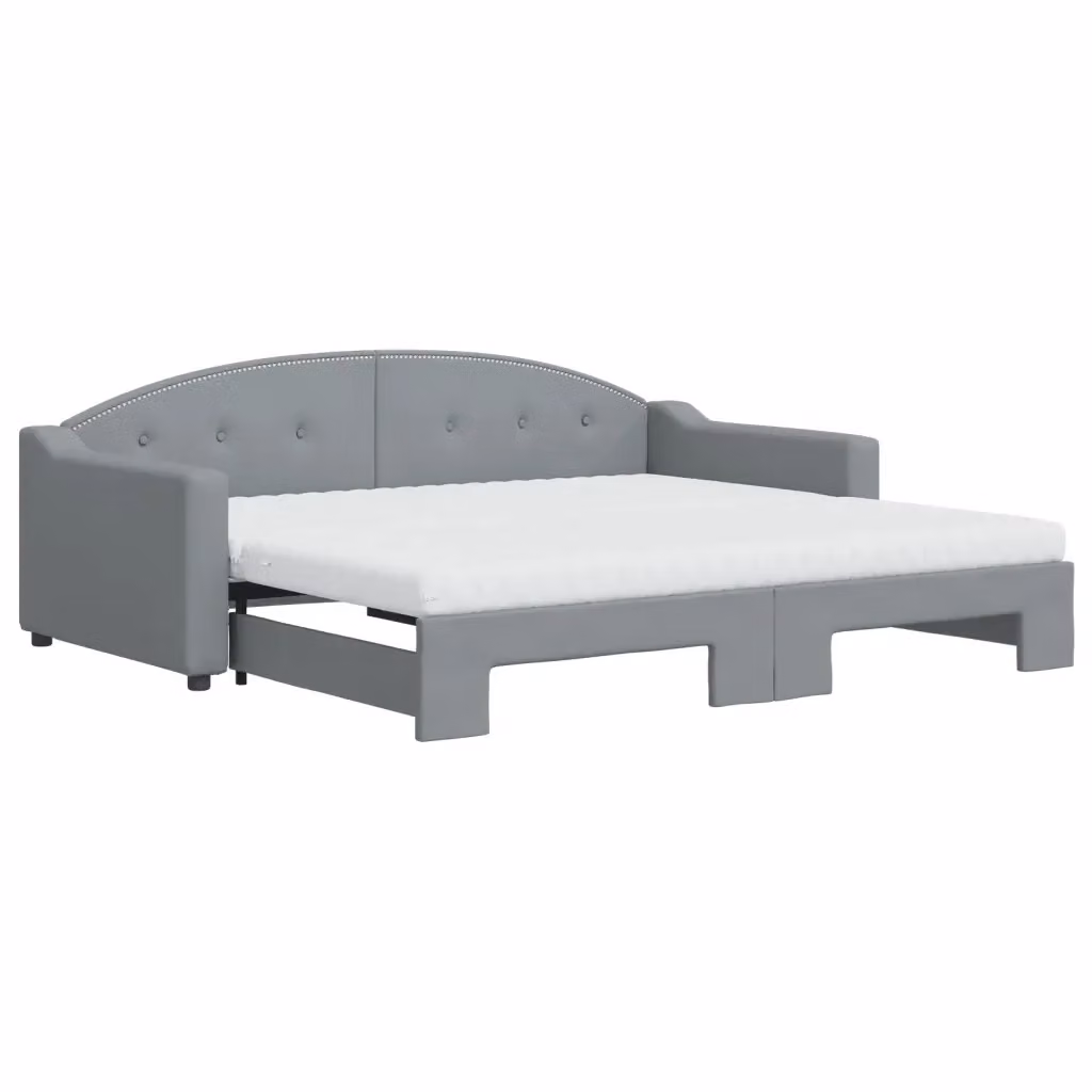 Divano Letto Estraibile vidaXL Grigio con Cassetto, Rivestimento in Tessuto e Struttura in Legno e Metallo, L/P/H: 90 x 190 cm – 2