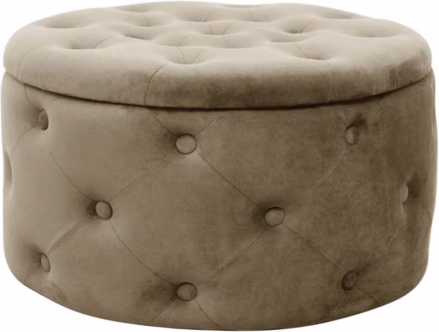 Pouf a scomparto rotonda in velluto trapuntato AKORD ALIA colore Beige