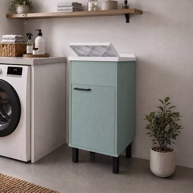 Mobile lavatoio Smeraldo verde scuro con asse di lavaggio e kit di scarico L: 45 cm, P: 50 cm – 1