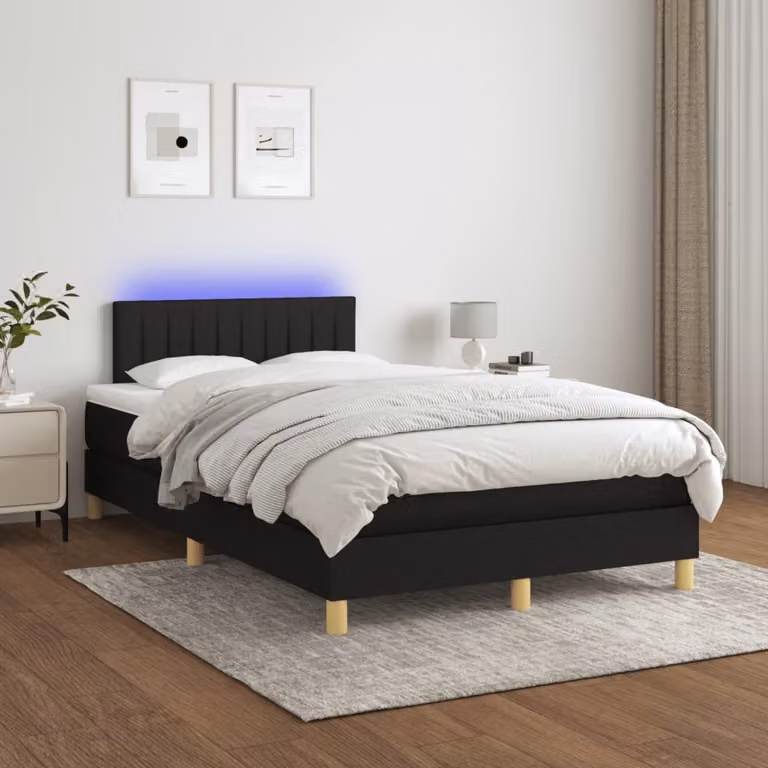 Maison Exclusive - Letto a Molle con Materasso e LED Nero 120x200cm in Tessuto