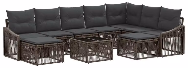 Set Divano da Giardino 10 pcs Grigio polyrattan