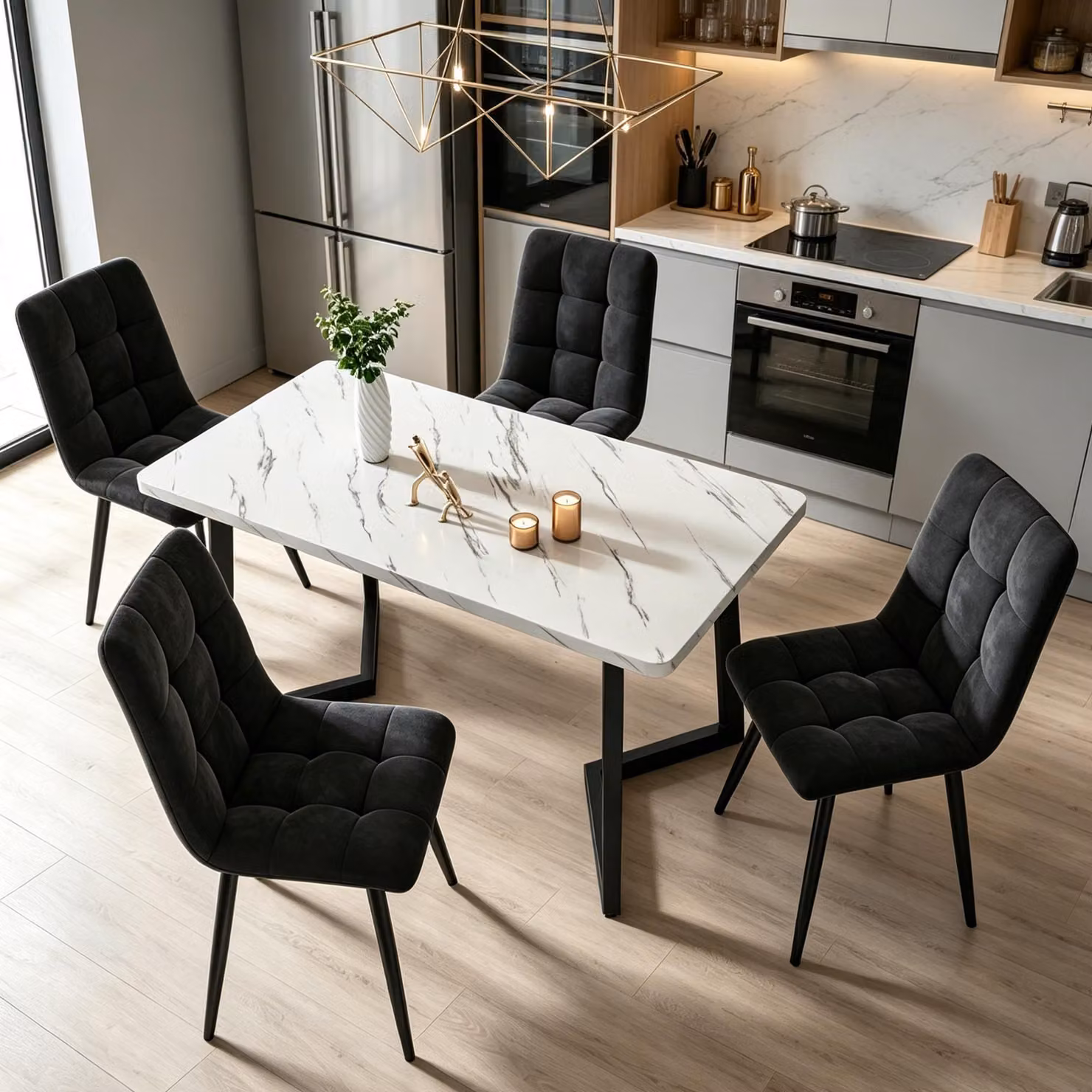 INONEFT, 4 sedie da pranzo in velluto, poltrone imbottite con schienale ergonomico, struttura in metallo robusta, sedie da pranzo adatte per cucina e soggiorno, colore grigio