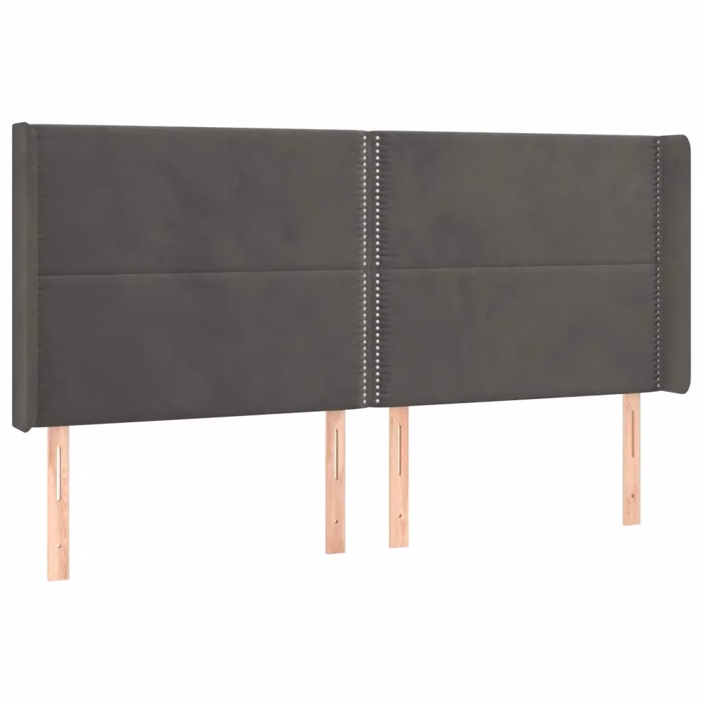 Testiera con Orecchie Design Mania in Velluto Grigio, L: 183 cm, P: 16 cm, H: 118/128 cm – 2