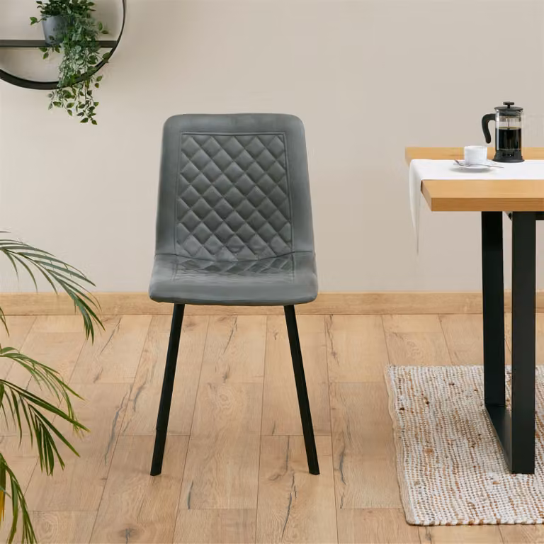 Set di 4 sedie da sala da pranzo TERNI, sedie da cucina in resistente poliestere con motivo a nido d'ape in verde, sedie a 4 gambe con struttura in metallo nero