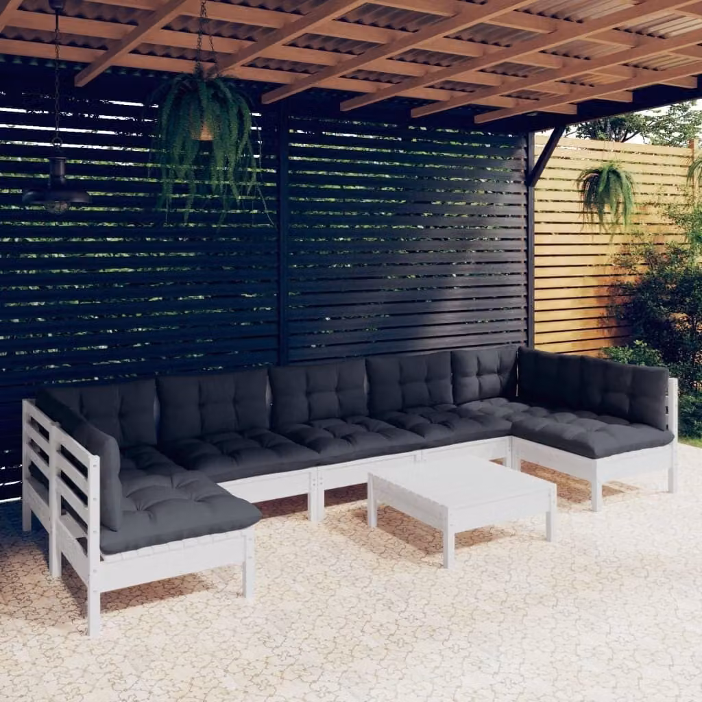 Maison Exclusive - Set Divani da Giardino 8 pz con Cuscini BiancLegno di Pino